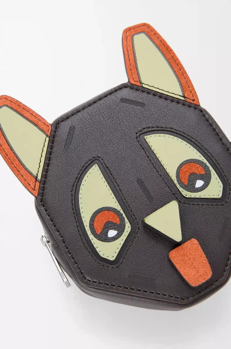 portamonete futurist cat in pelle di vitello classica charcoal