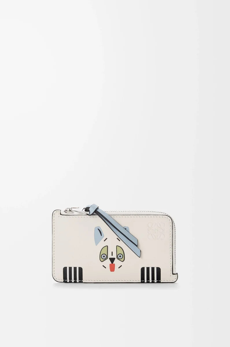 porta carte futurist cat in pelle di vitello classica soft white