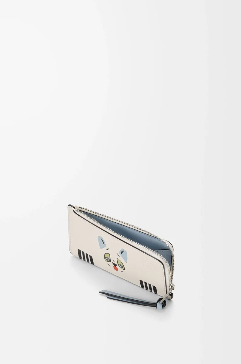 porta carte futurist cat in pelle di vitello classica soft white