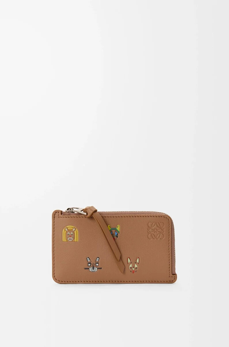 porta carte con monete cats in pelle di vitello classica mocha