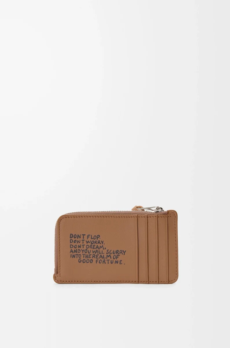 porta carte con monete cats in pelle di vitello classica mocha