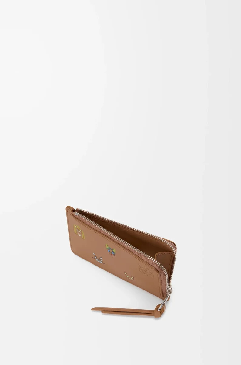 porta carte con monete cats in pelle di vitello classica mocha