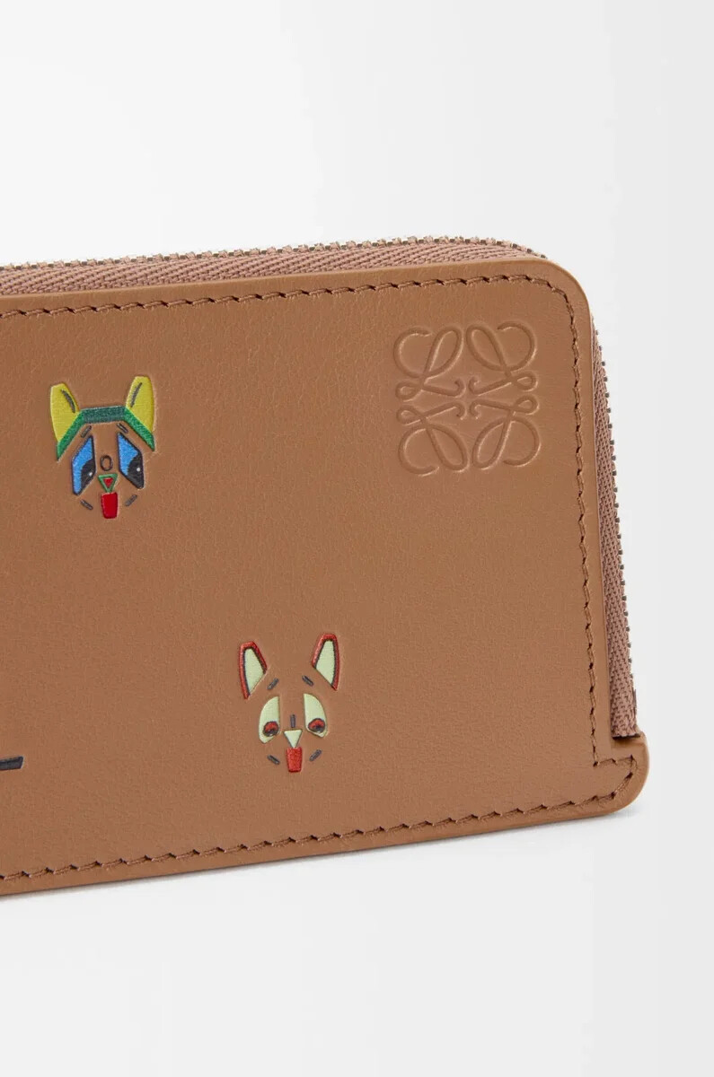 porta carte con monete cats in pelle di vitello classica mocha