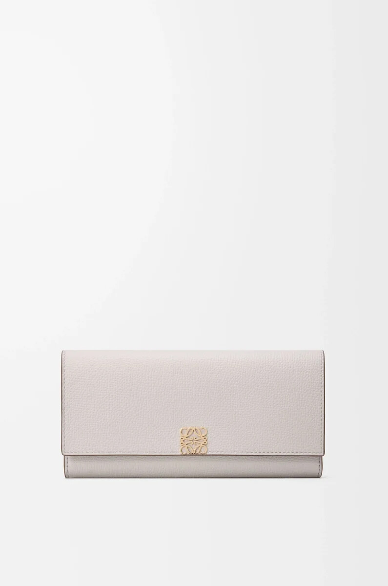 portafoglio continentale anagram in pelle di vitello martellata light ghost grey