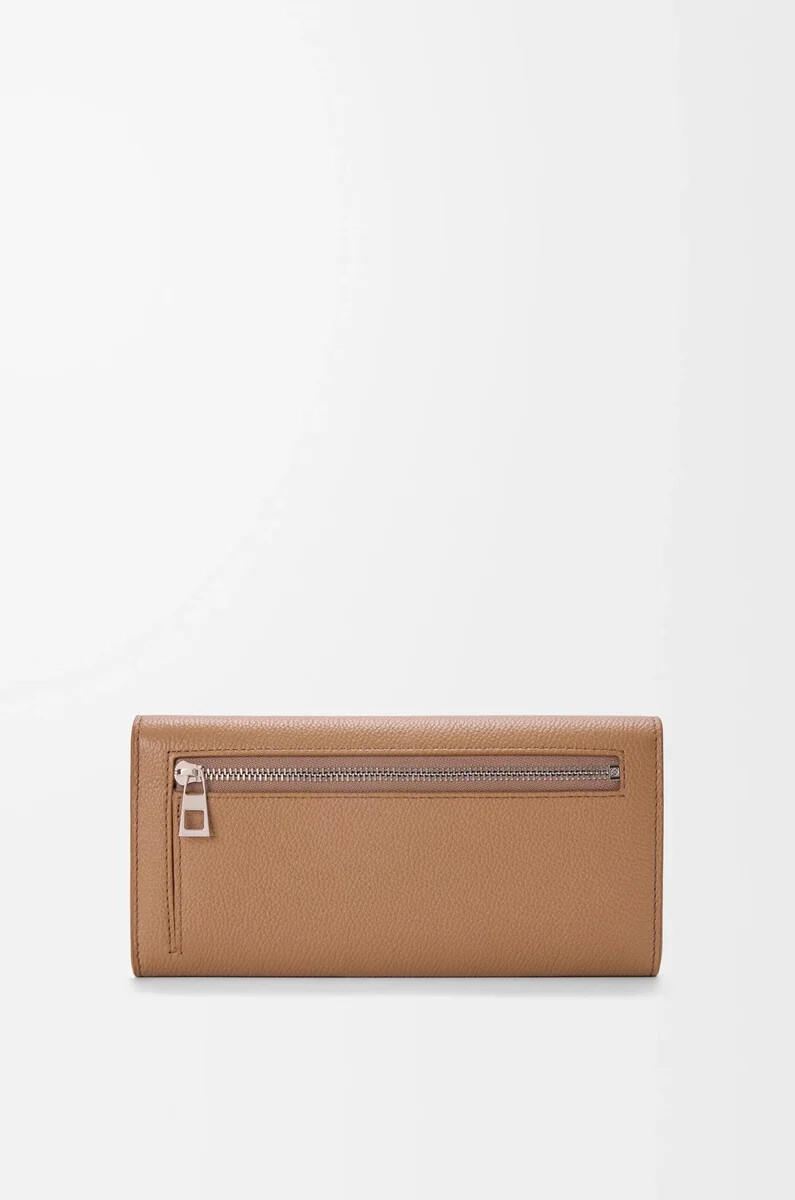 portafoglio pebble continental in pelle di vitello minigrana mocha