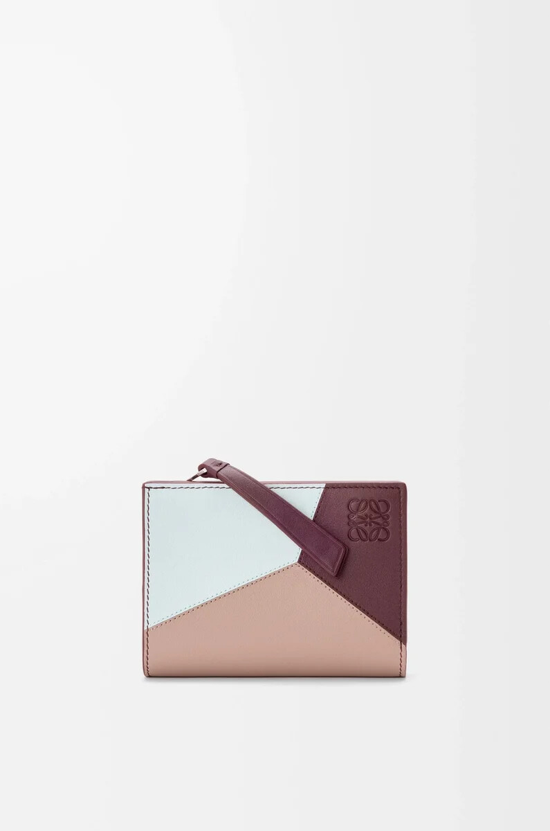portafoglio compatto puzzle in pelle di vitello classica frozendark burgundy