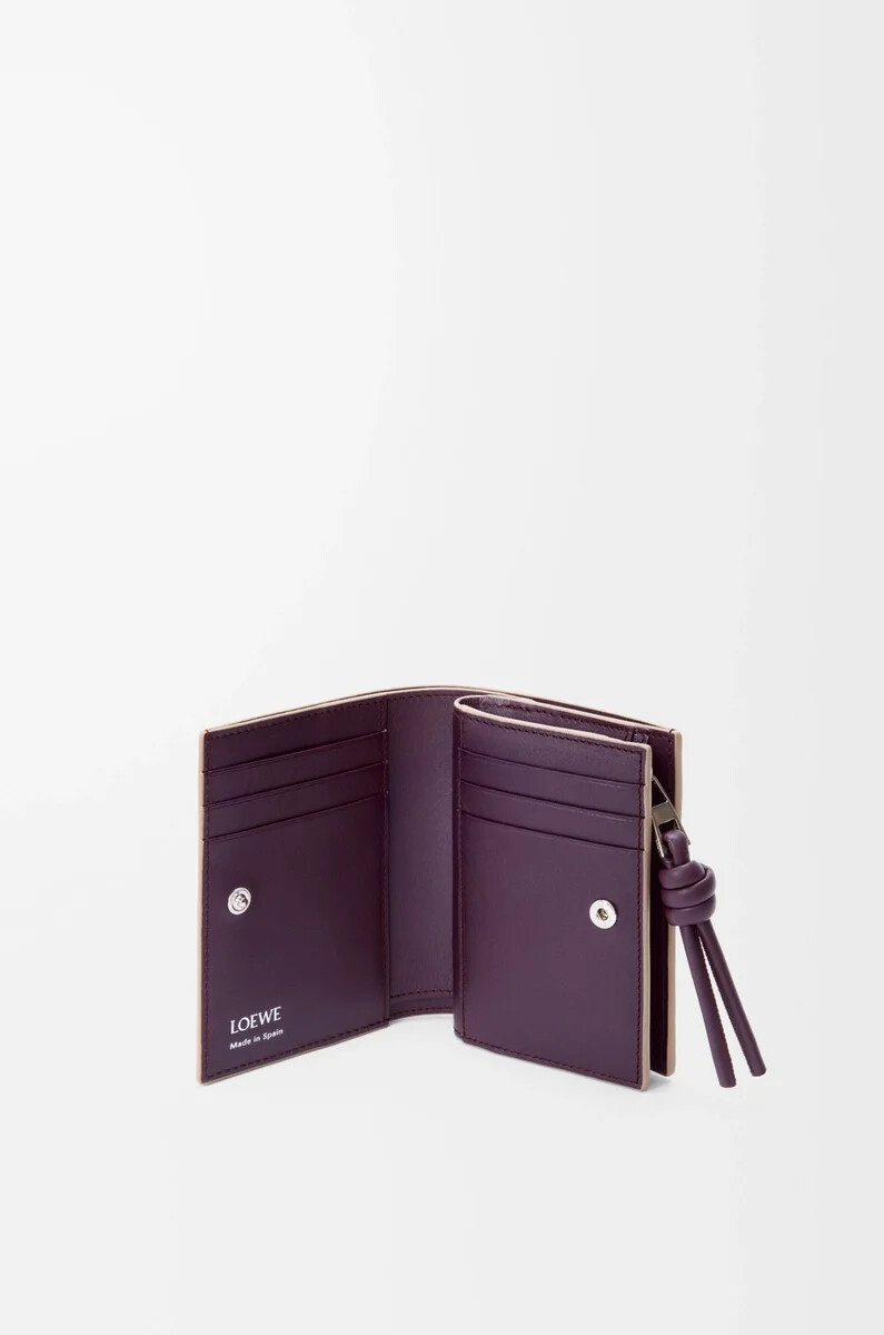 portafoglio compatto knot in vitello nappa lucido clayplum