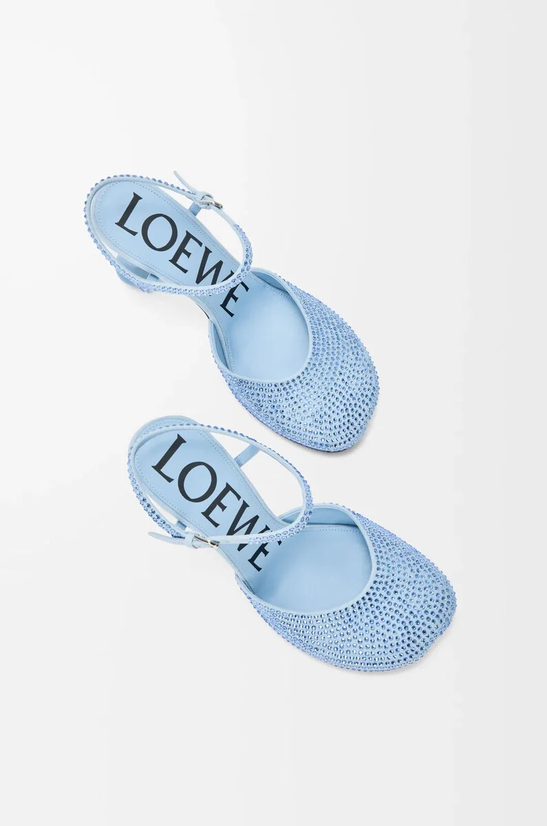 décolleté toy con cinturino alla caviglia in camoscio decorato con strass baby blue
