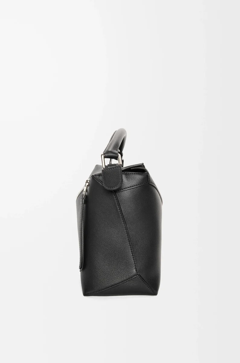 borsa puzzle edge media in pelle di vitello classica nero