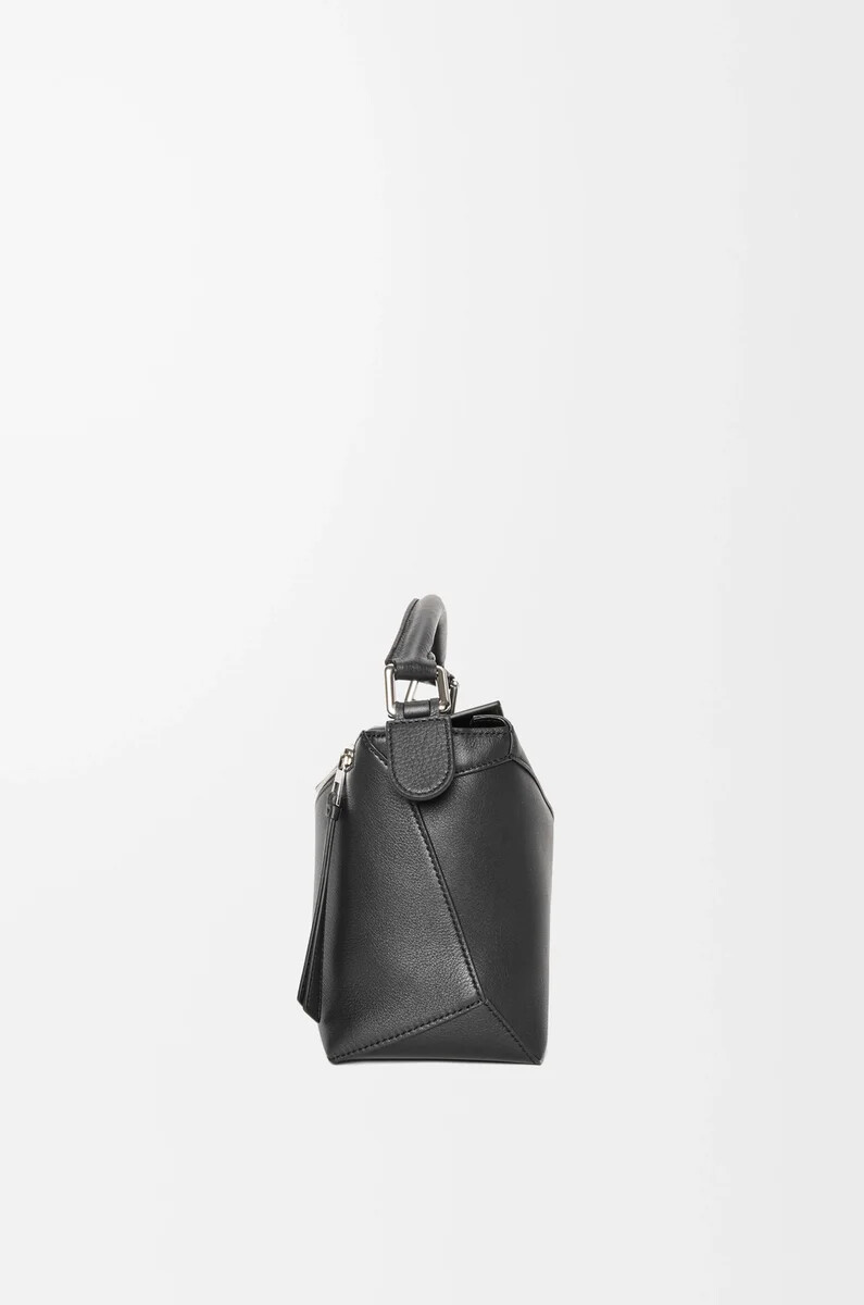 borsa puzzle edge piccola in pelle di vitello classica nero