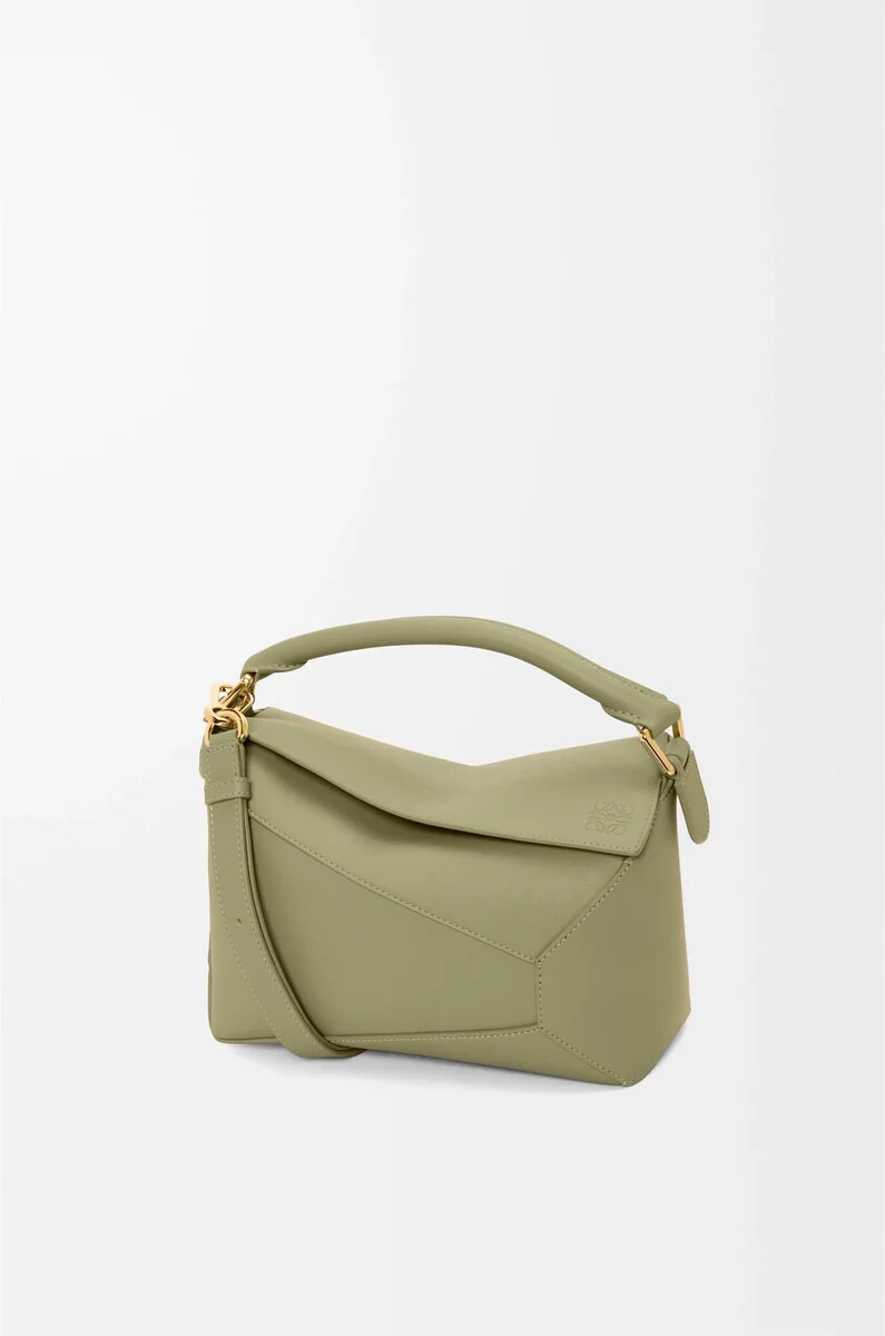borsa puzzle edge piccola in vitello classico verde eucalipto