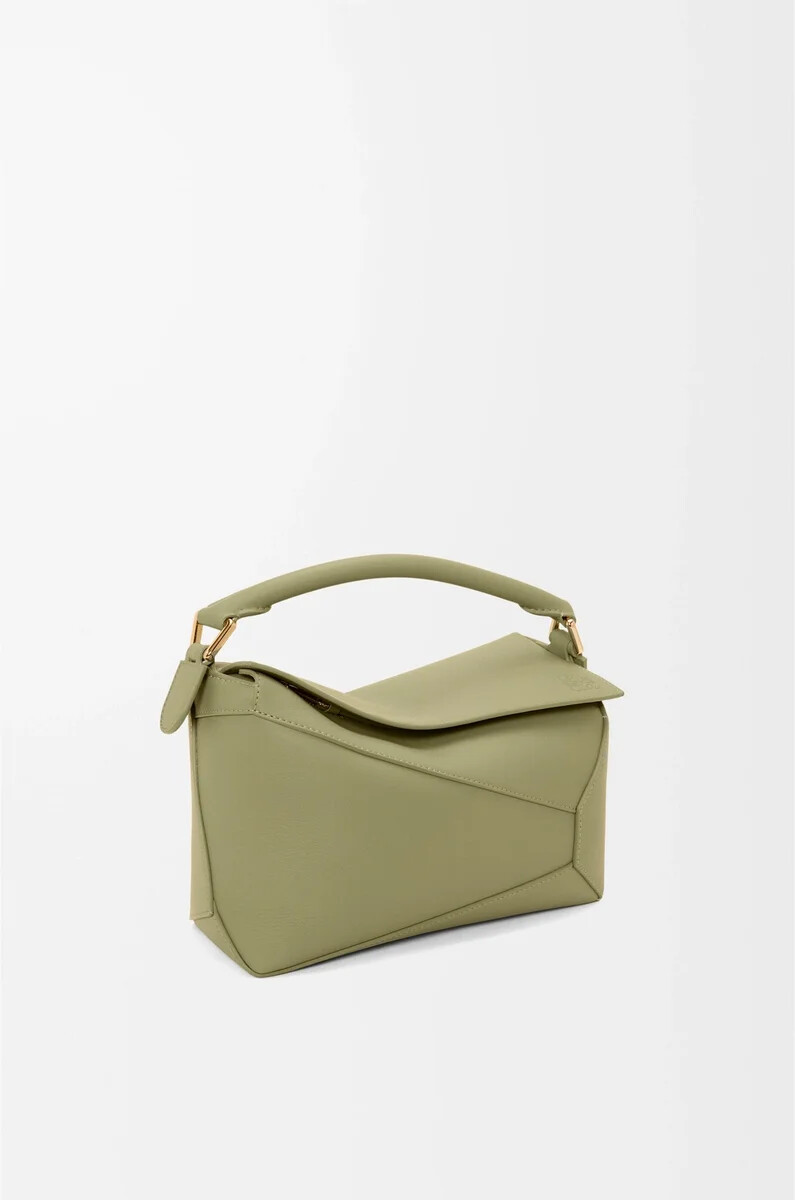 borsa puzzle edge piccola in vitello classico verde eucalipto