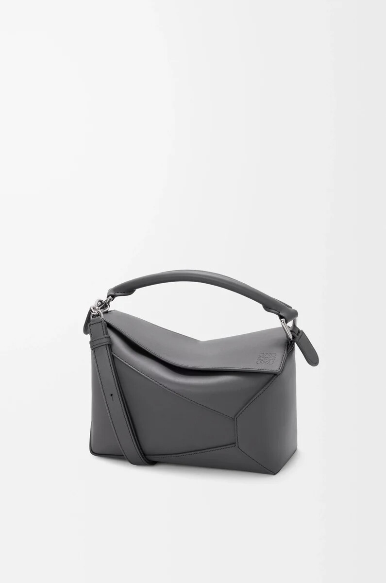 borsa puzzle edge piccola in pelle di vitello classica slate