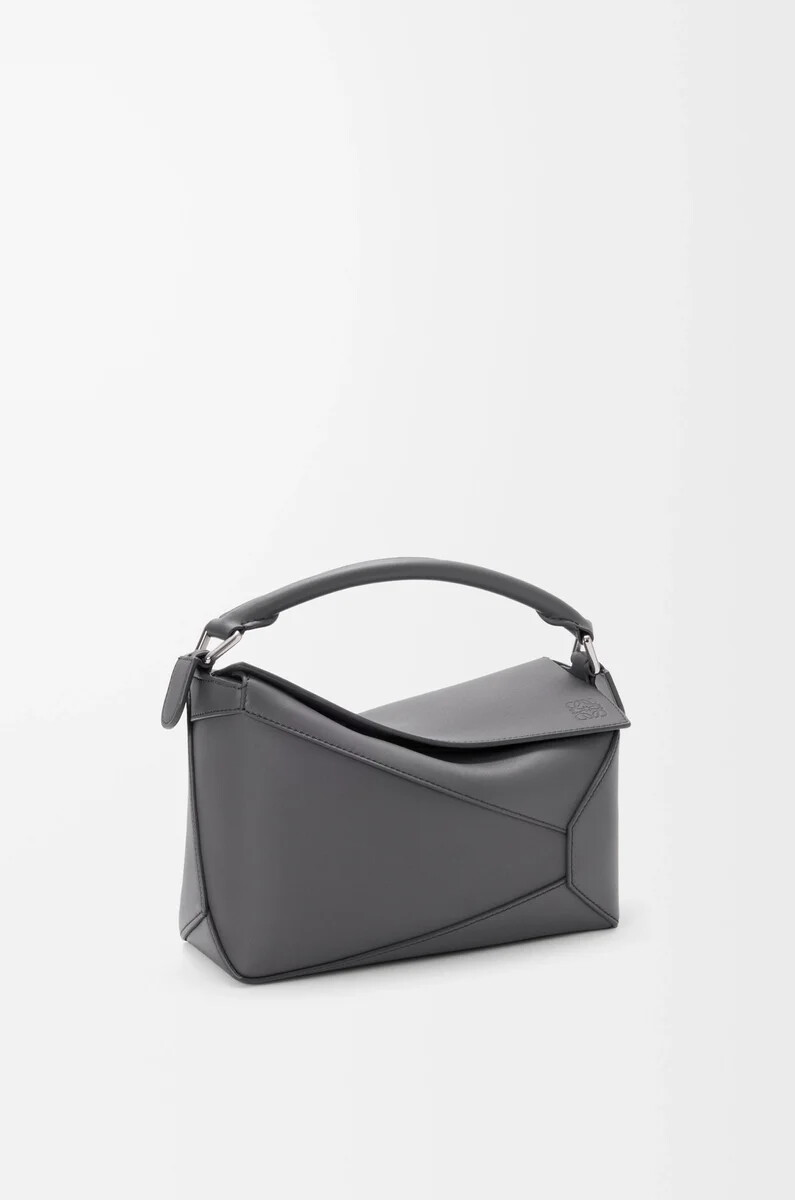 borsa puzzle edge piccola in pelle di vitello classica slate