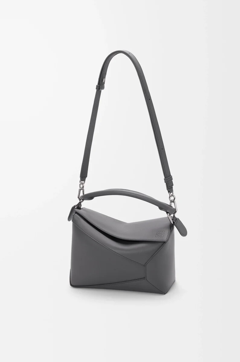 borsa puzzle edge piccola in pelle di vitello classica slate