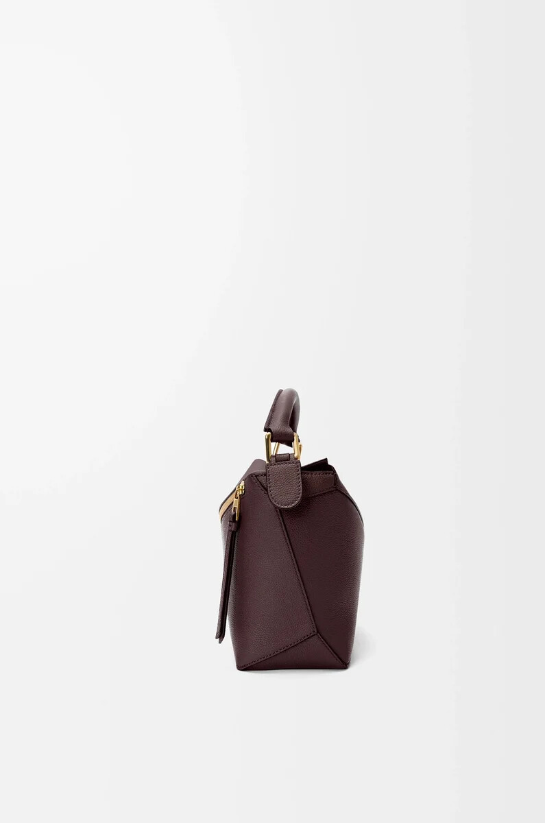 borsa puzzle edge piccola in morbida pelle di vitello granata castagna scura