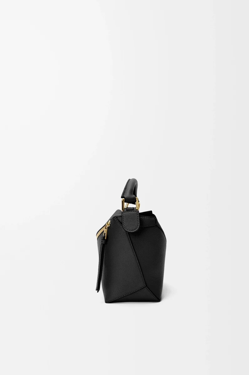 borsa puzzle edge piccola in morbida pelle di vitello granata nero