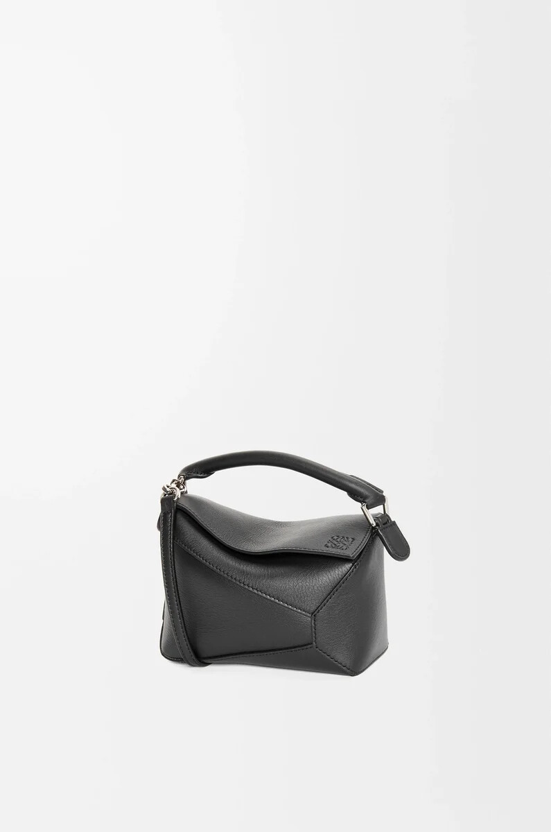 borsa mini puzzle edge in pelle di vitello classica nero