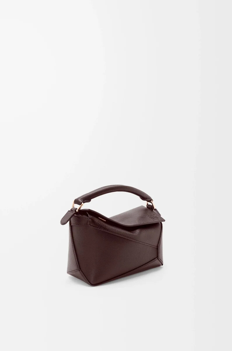 borsa mini puzzle edge in morbida pelle di vitello granata dark chestnut