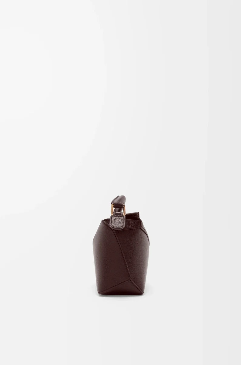 borsa mini puzzle edge in morbida pelle di vitello granata dark chestnut