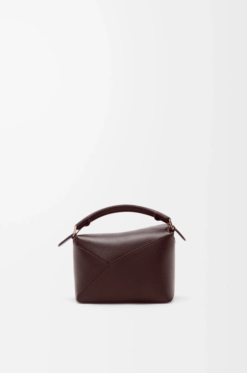 borsa mini puzzle edge in morbida pelle di vitello granata dark chestnut