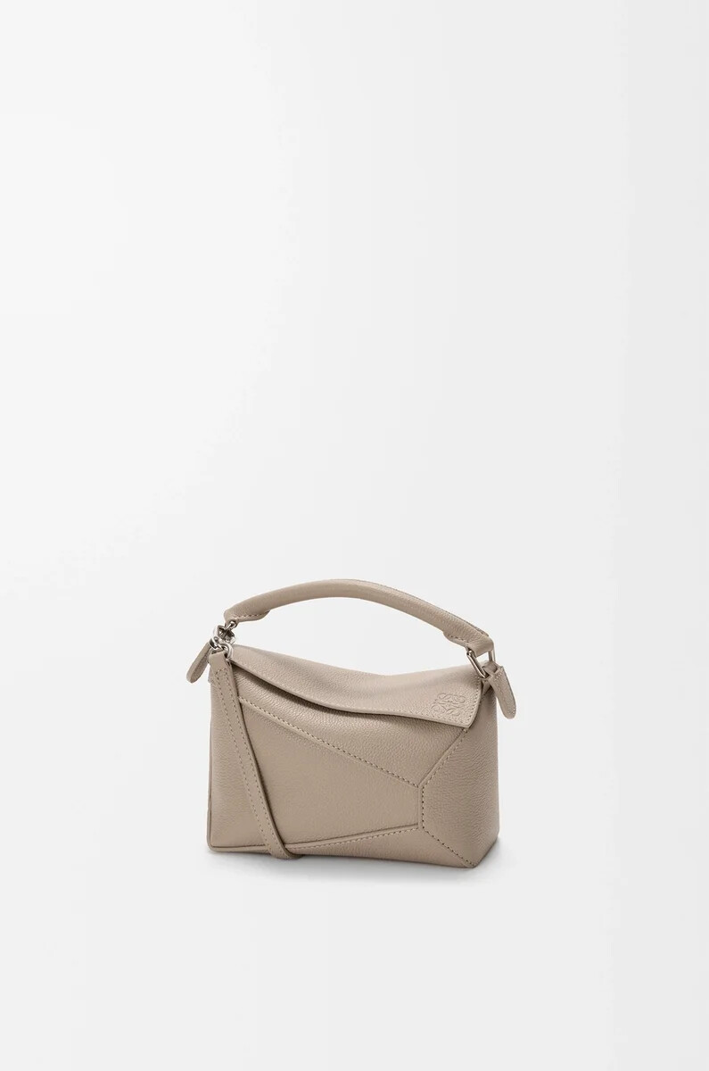borsa mini puzzle edge in morbida pelle di vitello granata clay