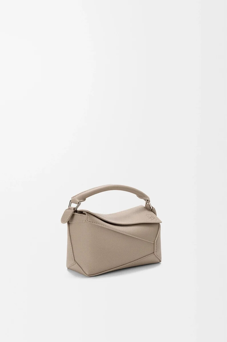borsa mini puzzle edge in morbida pelle di vitello granata clay