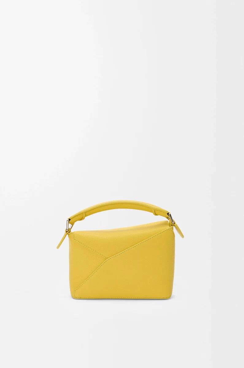 borsa mini puzzle edge in morbida pelle di vitello grana dandelion
