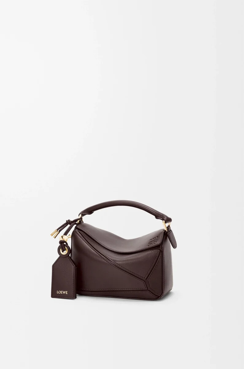 borsa mini featherlight puzzle in nappa di agnello castagna scuro
