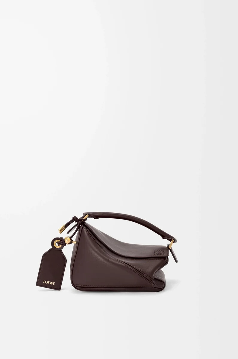borsa mini featherlight puzzle in nappa di agnello castagna scuro