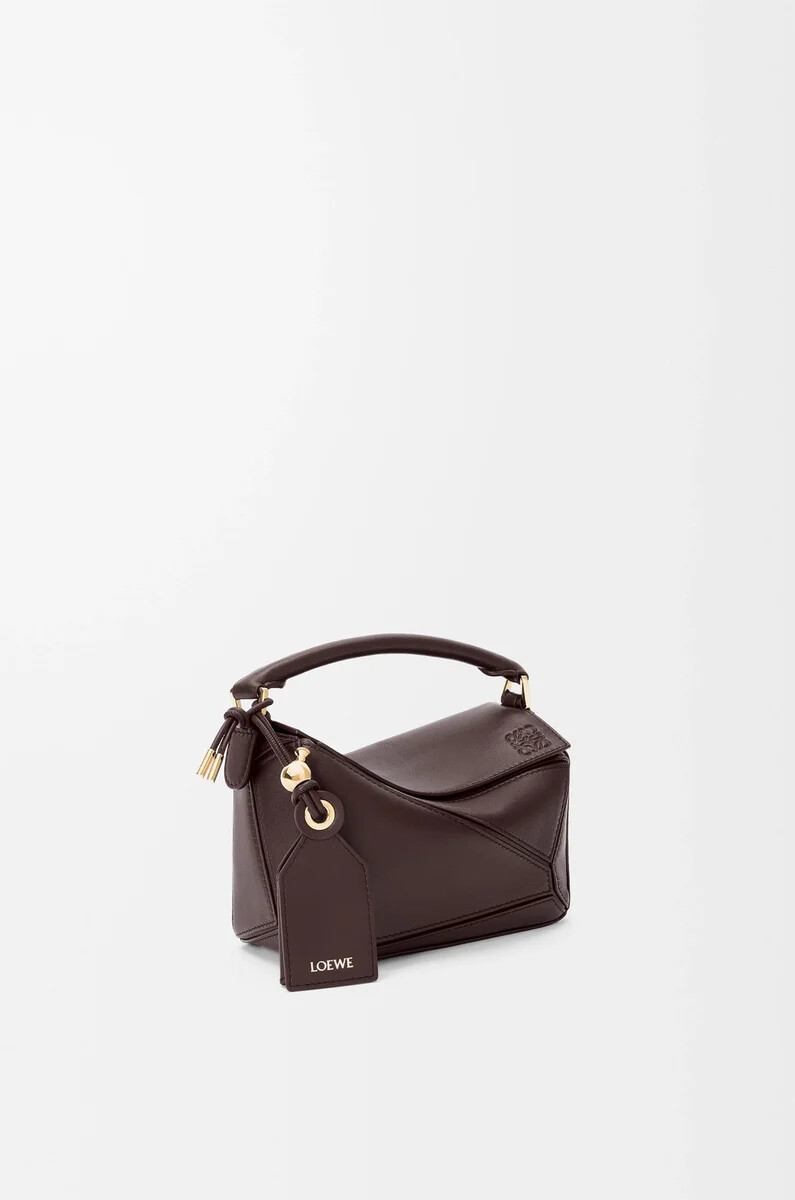 borsa mini featherlight puzzle in nappa di agnello castagna scuro
