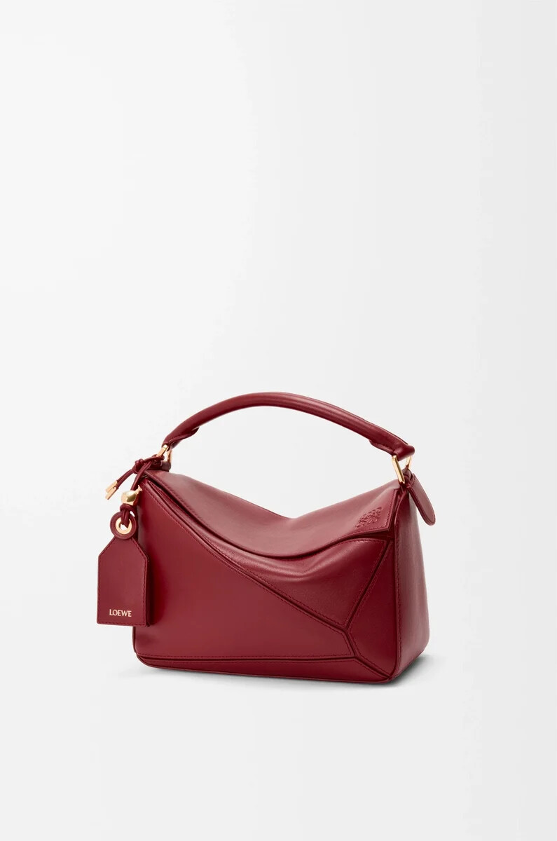 borsa featherlight puzzle piccola in nappa di agnello burnt red