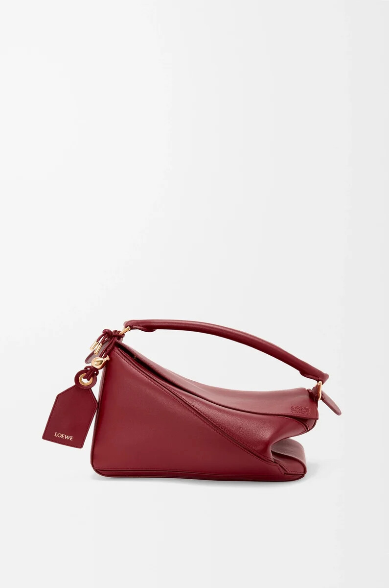 borsa featherlight puzzle piccola in nappa di agnello burnt red