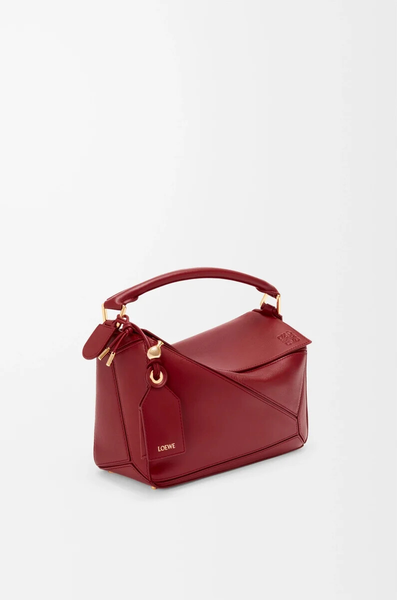borsa featherlight puzzle piccola in nappa di agnello burnt red