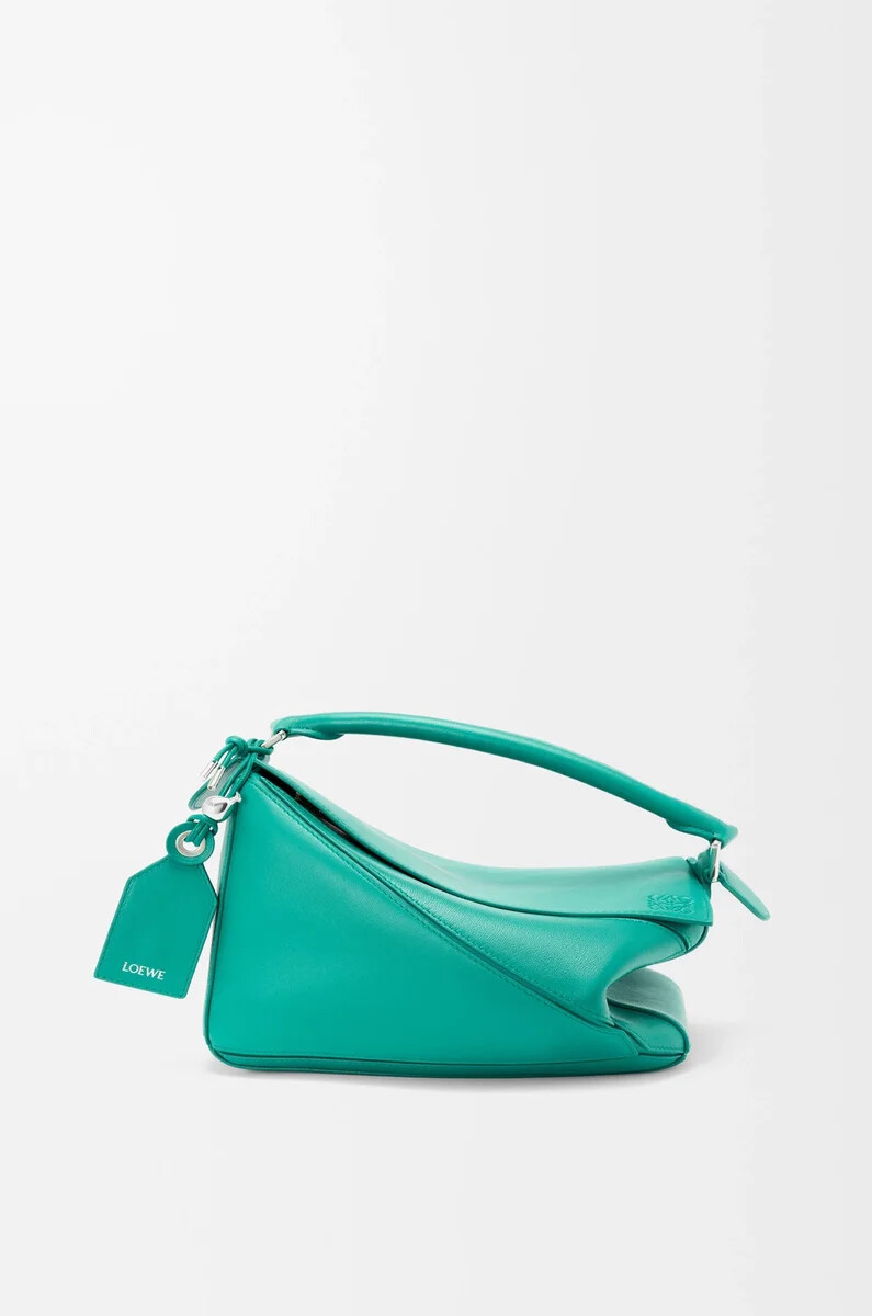 borsa featherlight puzzle piccola in nappa di agnello acquamarina