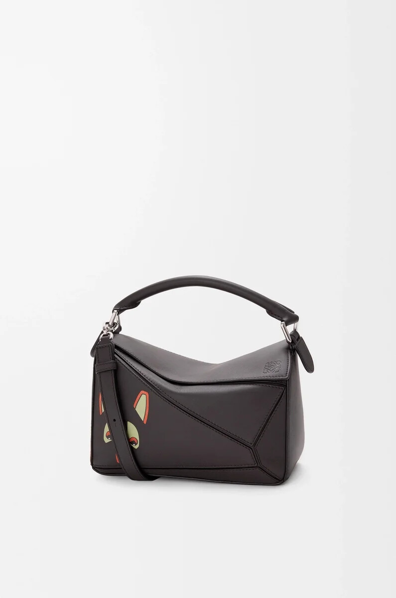 borsa puzzle piccola futurist cat in pelle di vitello classica dark taupe