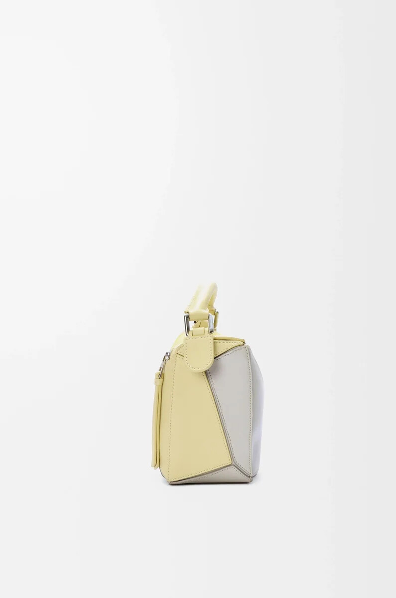 borsa puzzle piccola in pelle di vitello nappa grigio chiarocitrino chiaro