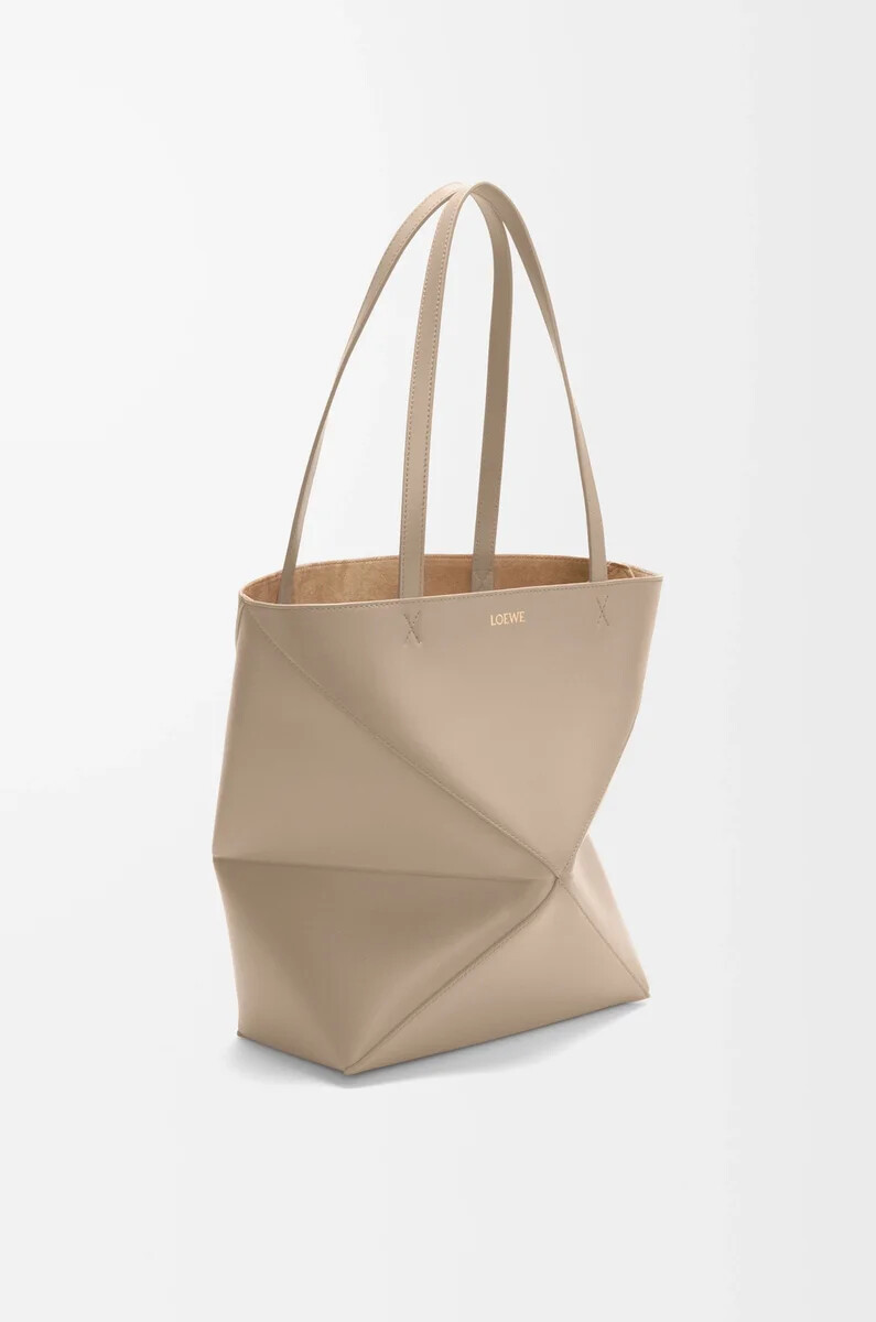 borsa media puzzle fold in pelle di vitello lucida sabbia