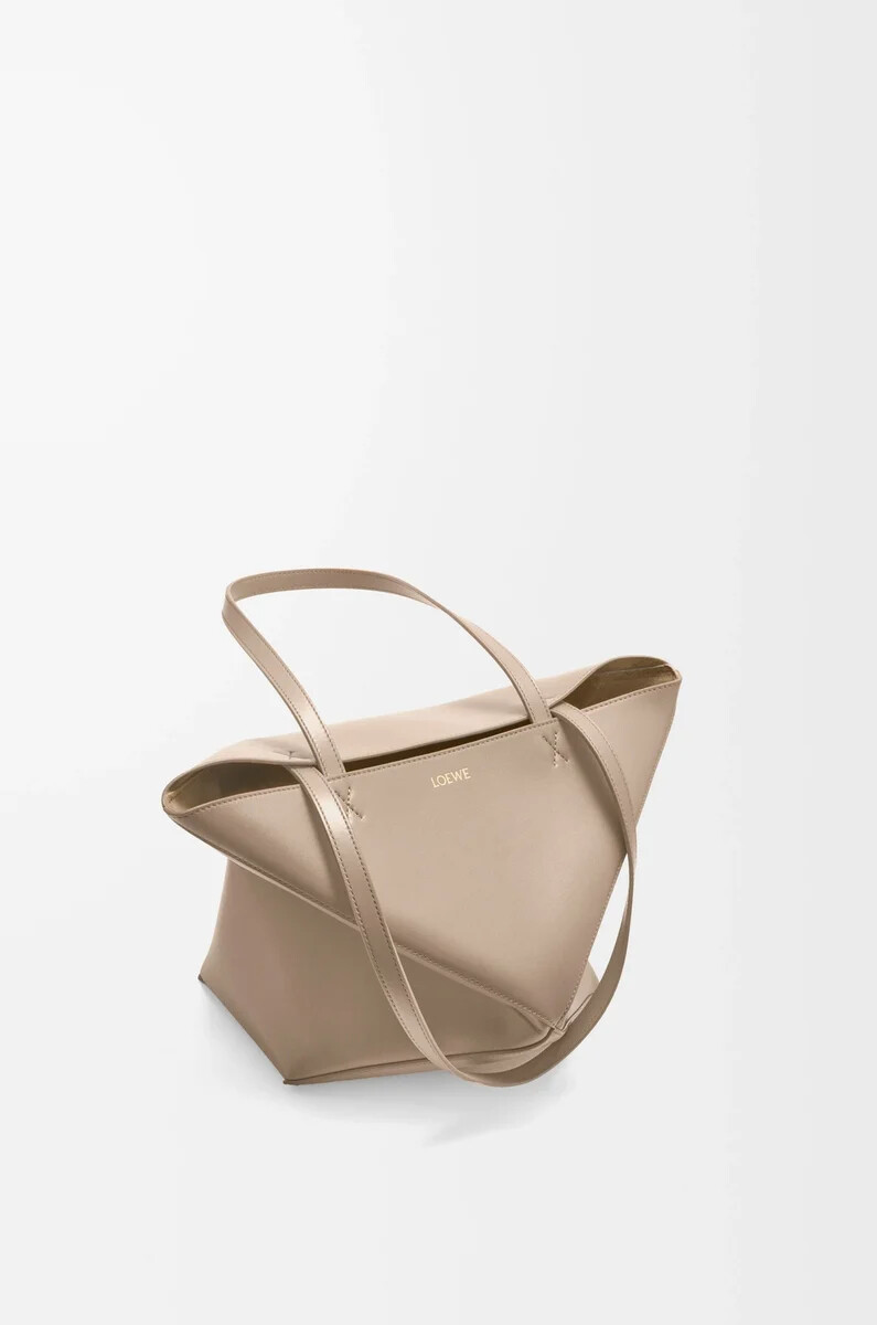borsa media puzzle fold in pelle di vitello lucida sabbia