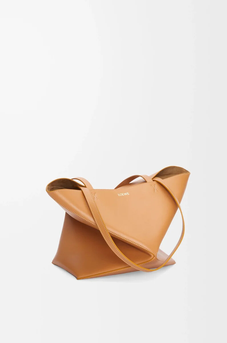 borsa media puzzle fold in pelle di vitello lucida warm desert