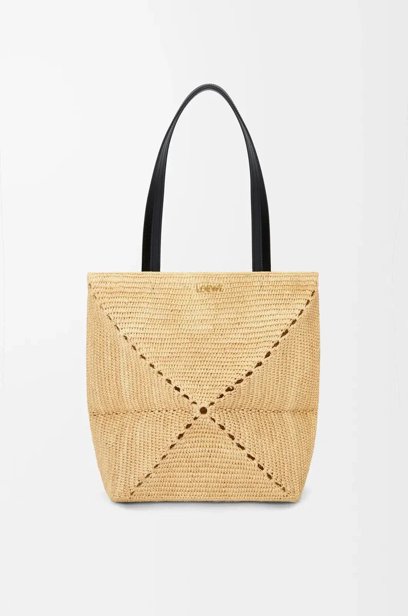 borsa media puzzle fold in rafia naturale
