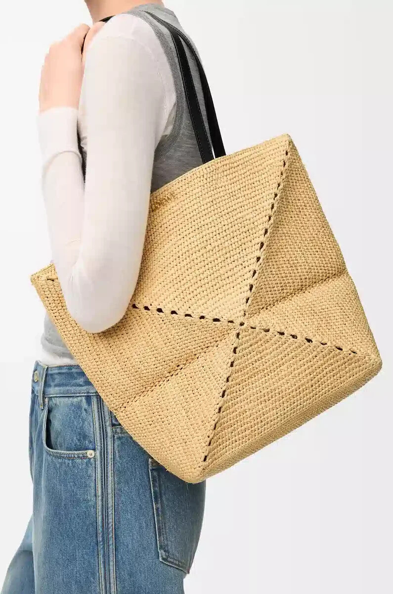 borsa media puzzle fold in rafia naturale