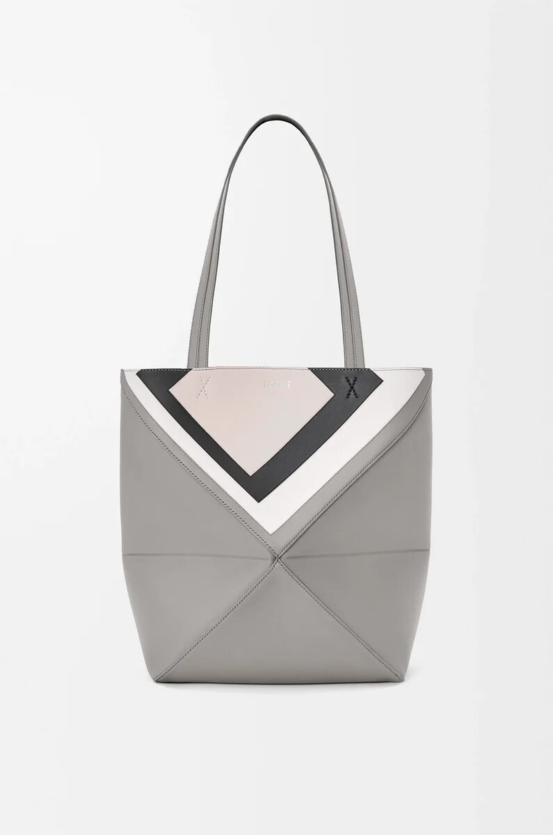 borsa media puzzle fold in nappa di vitello grigiogrigio fantasma