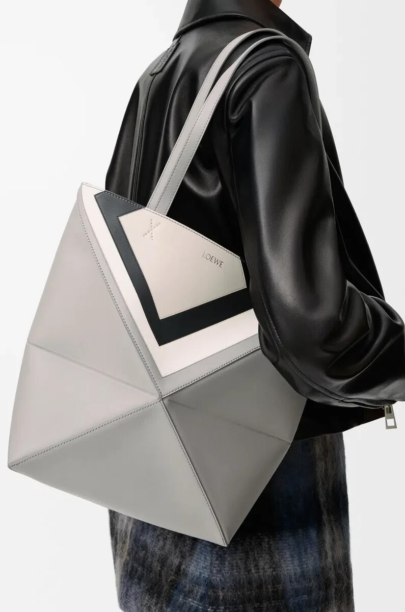 borsa media puzzle fold in nappa di vitello grigiogrigio fantasma
