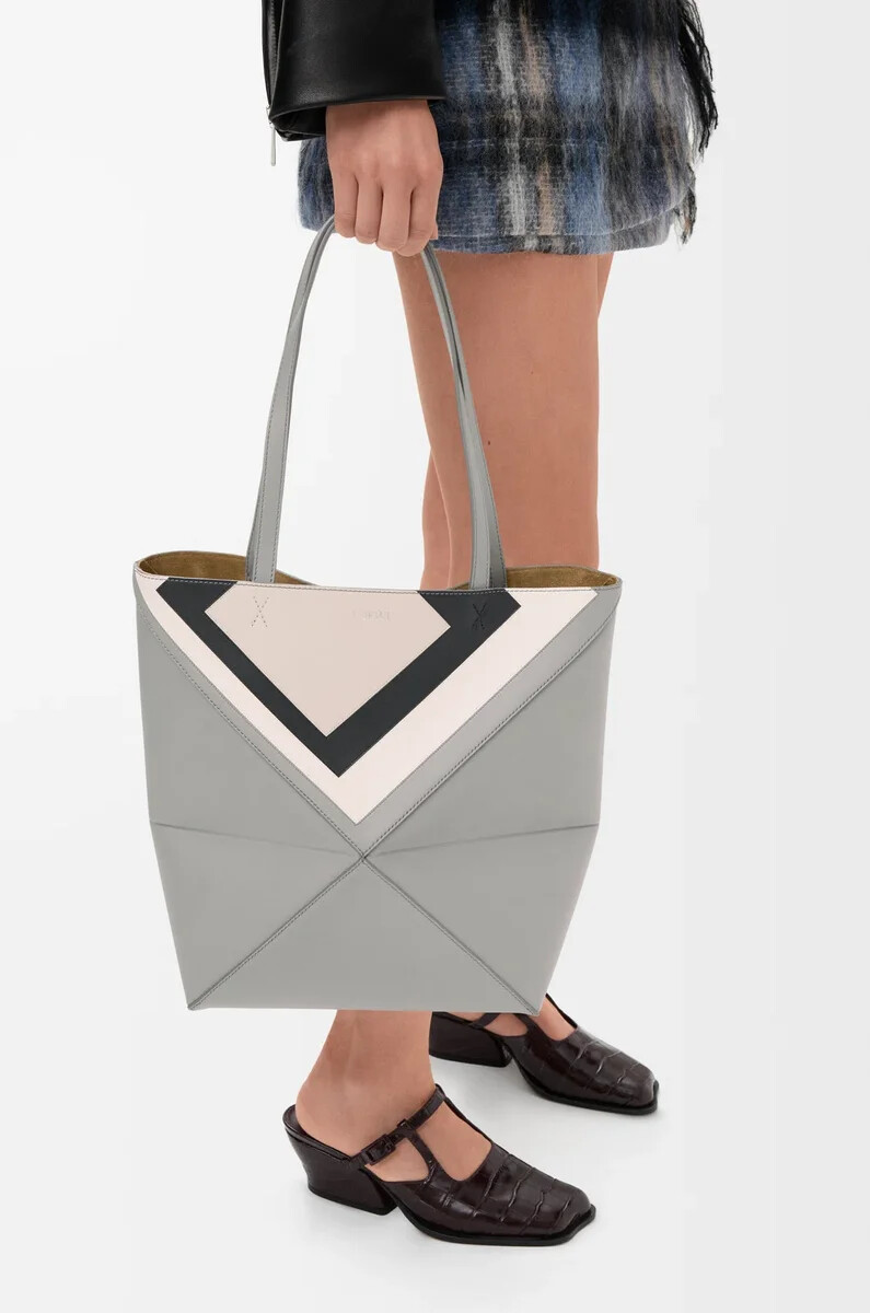 borsa media puzzle fold in nappa di vitello grigiogrigio fantasma