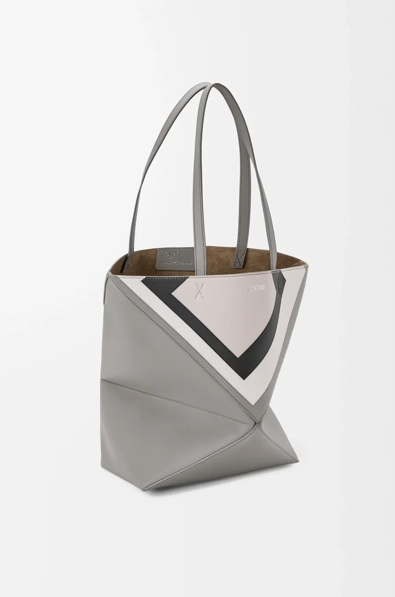 borsa media puzzle fold in nappa di vitello grigiogrigio fantasma