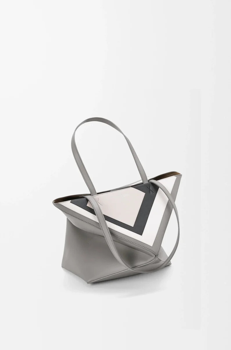 borsa media puzzle fold in nappa di vitello grigiogrigio fantasma