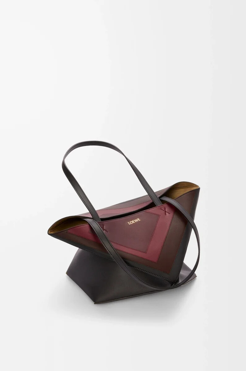 borsa media puzzle fold in nappa di vitello neroborgogna