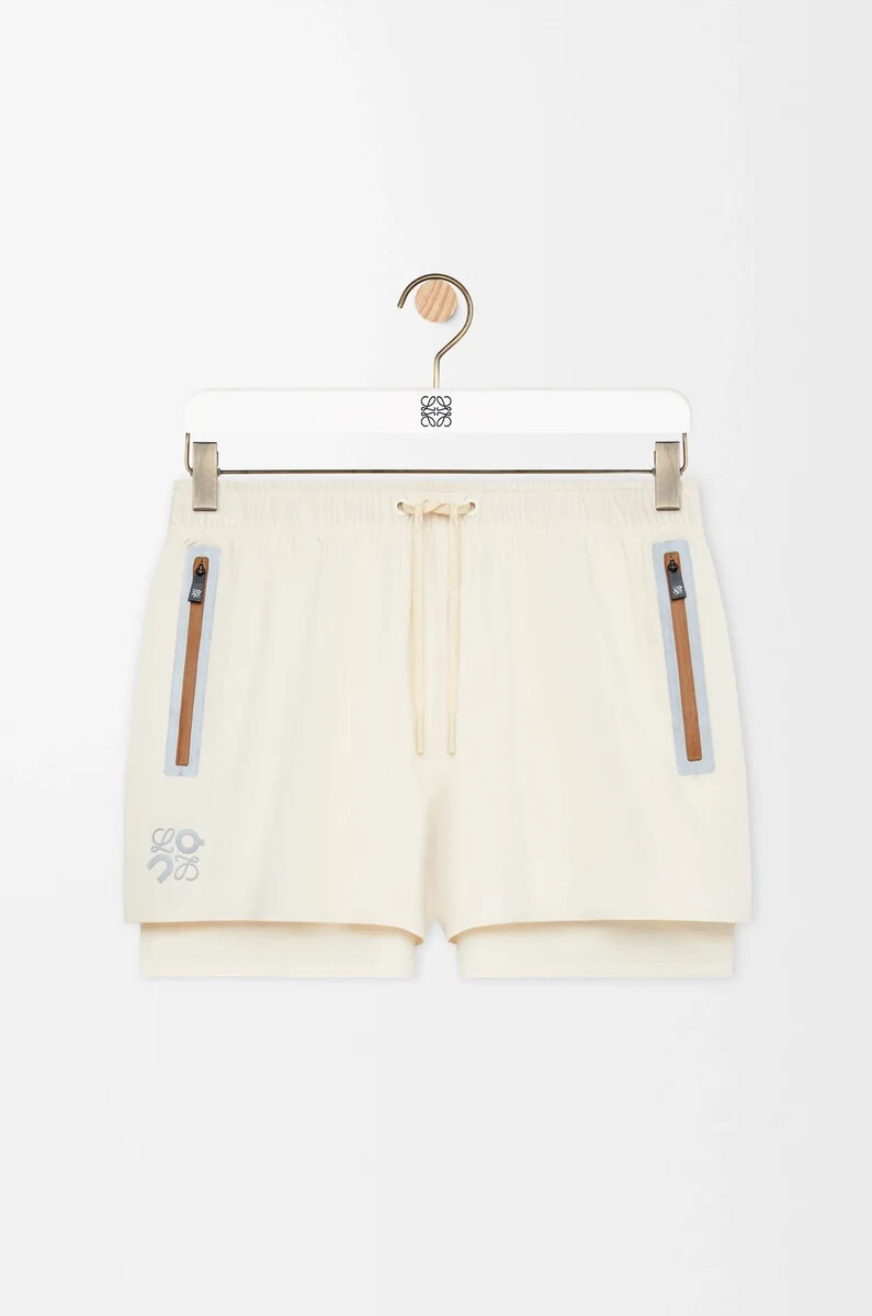 pantaloncini sportivi in shell tecnico avorio