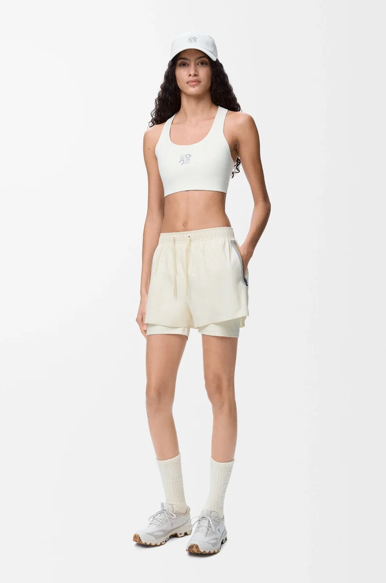 pantaloncini sportivi in shell tecnico avorio